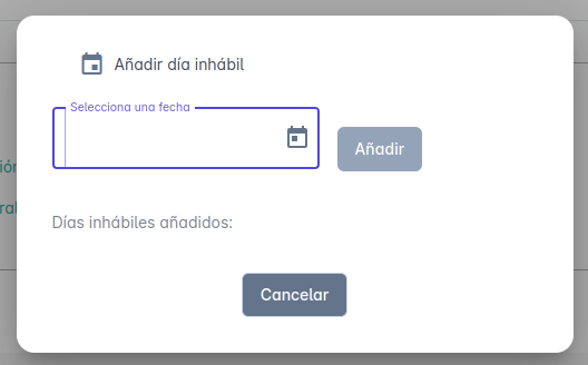Calendario dias inhabiles